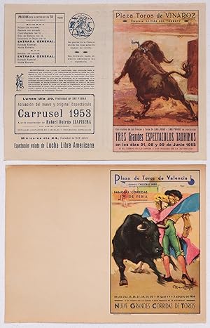 1950's Spanish Bullfighting Poster, Plaza de Toro, Valencia (Set of 2)