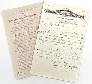 Union White Lead Manufacturing Co. Handwritten Letter and Rules Governing Sale of White Lead