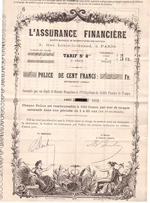 Police de 100 Francs - Année 1886 -