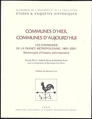 COMMUNES d'HIER, COMMUNES D'AUJOURD'HUI - Institut National d'Études Démographiques