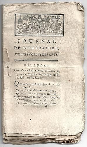 JOURNAL de LITTÉRATURE, des SCIENCES et des ARTS - tome II 1781