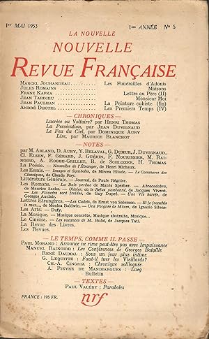 La Nouvelle Revue Francaise 1953 - 2 fascicoli - n°5 et n°6
