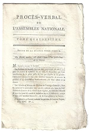 PROCÈS-VERBAL de l'ASSEMBLÉE NATIONALE - tome 14 - séances du 28/08/1792 au 03/09/1792