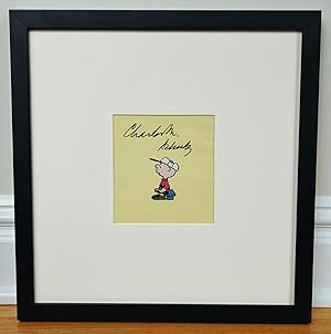 CHARLES SCHULZ SIGNED FRAMED PRINT OF CHARLIE BROWN; W. LOA/COA