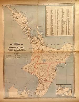 Railway, Postal and Telegraph Map of the North Island New Zealand. 1889