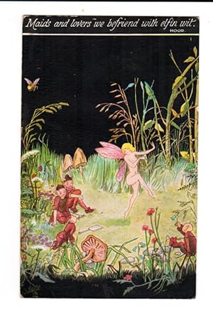 Maids and Lovers Befriend with Elfin Wit Fairy Postcard