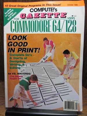 COMPUTE'S GAZETTE MAGAZINE FOR COMMODORE COMPUTERS (Oct 1989) - Disk Included!