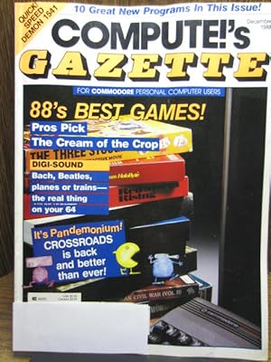 COMPUTE'S GAZETTE MAGAZINE FOR COMMODORE COMPUTERS (Dec 1988) - Disk Included!