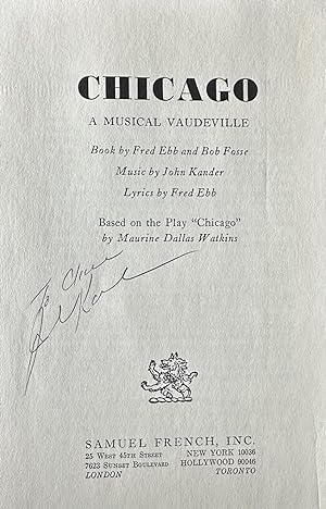 CHICAGO. A Musical Vaudeville (SIGNED BY COMPOSER JOHN KANDER)