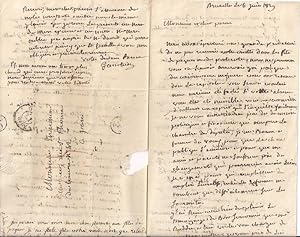 Lettre Autographe Signée de Antoine François GAUTHIER des ORCIERES (1752-1838). 1829.