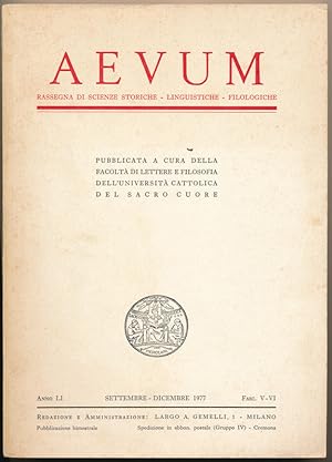 Aevum: Pubblicata a Cura Della Facolta do Lettere e Filosofia dell-Universita Cattolica del Sacro...