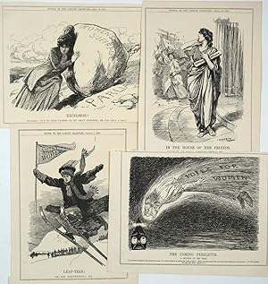 A collection of Suffragette "Votes for Women" clipped newspaper illustrations, English and French