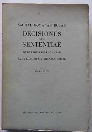 sacrae Romanae Rotae Decisiones seu Sententiae. Anno 1948.