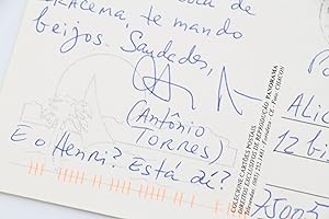 Carte postale autographe signée adressée à sa traductrice en français Alice Raillard