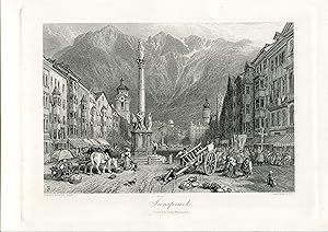 Austria. Innsbruck. Grabaado por S. Bradshaw de una obra de Birket Foster