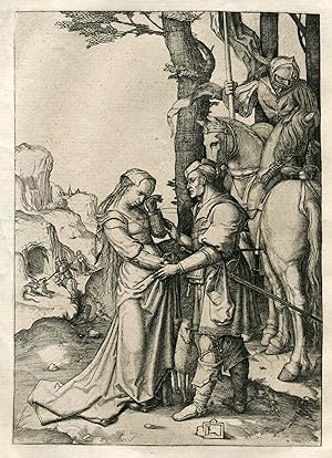 St. George liberando a la princesa grabado por Amand Durand copia de Lucas Van Leyden