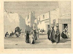 Egipto. Bellanah estación telegrafica entre Alejandria y El Cairo, grabado por Rico en 1882