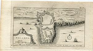 Gerona. Plano de Palamós. Grabado por Pieter van der Aa en 1707. Alvarez de Colmenar.