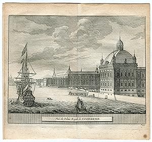 Portugal.Lisboa. Vue du Palais Royal de Lisbonne 1715.Grabado por Pieter Vander Aa. Alvarez de Co...