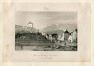 Suiza. Chateau de Werdenberg grabado por E. Rouargue en 1838.