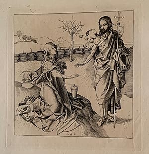 Cristo apareciendo a Maria Magdalena. Heliograbado por Amand Durand sobre obra de Schongauer