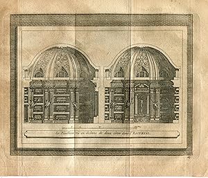 Le Pantheon vu en dedans de deux cotes dans l' Escorial grabado por Vander Aa 1715. A. De Colmenar.