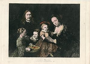 A Familiy Portrait, grabado por D. Morant copia de Rembrandt