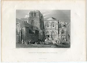 Jerusalén. Iglesia del Santo Sepulcro. Grabado por E. Challis copia de W.H.Barlett