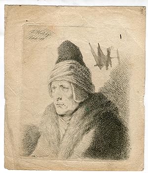 Thomas Worlidge (1700-1766). Retrato de anciano. Grabado estilo Rembrandt