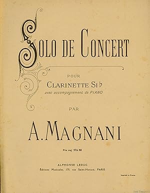 SOLO DE CONCERT pour Clarinette et piano. 1902.