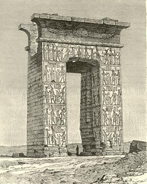 Ruins of Thebes showing the Propylon or Northern Gate,Antique Historical Print