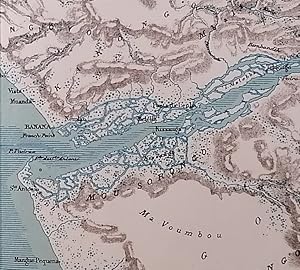THE LOWER CONGO ,1880s Antique Colour Map Engraving