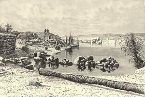 Assuan on the Northern Frontier of Nubia,Antique Historical Print