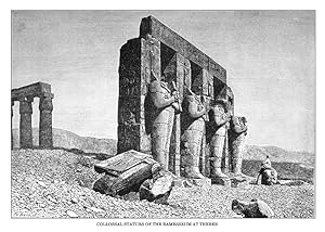Colossal Statues of the Ramesseum at Thebes,Antique Historical Print