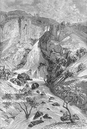 Davezut Falls near Samara or Debra-Tabor on the Abyssinian Plateau,Antique Historical Print