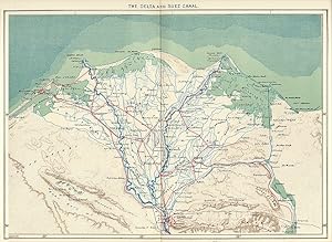The Delta and Suez Canal,1892 Antique Historical Map