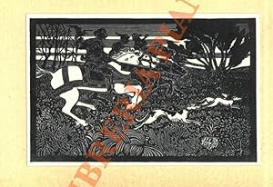 Cartolina xilografica : "Scene di caccia".