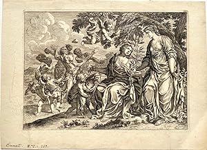2 antique prints I Allegorical scenes, published ca. 1650, 2 pp.