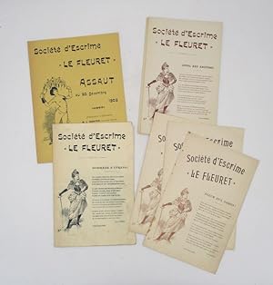 Ensemble de 7 prospectus pour la promotion de la Société d'escrime "Le Fleuret"