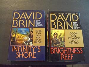 2 David Brin HCs Bks 1-2 Uplift Trilogy: Brightness Reef; Infinity's Shore