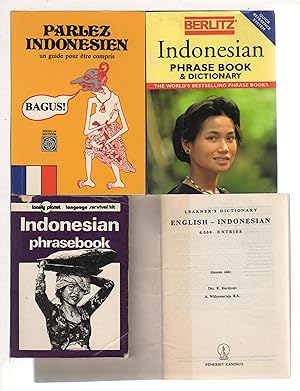 Set of 4 INDONESIAN PHRASE BOOKS & DICTIONARIES - 3 English, Indonesian and 1 French Indonesian.