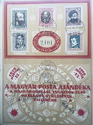 Hungarian Soviet Republic portrait stamp set, with signatures ofMatyas Rákosi, Tibor Szamuely, Je...