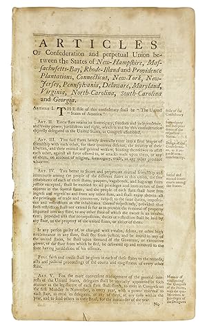 Articles of Confederation and Perpetual Union between the States of New-Hampshire, Massachusettes...