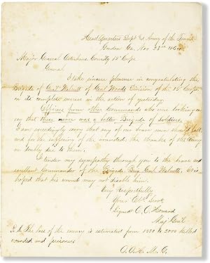 War Date ALS to Major General [Peter] Osterhuis, Nov. 23rd, 1864, Commending the Actions of Gener...