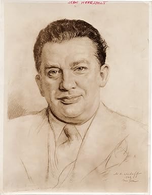 Original photographic print of a portrait sketch of actor Jean Hersholt in 1942