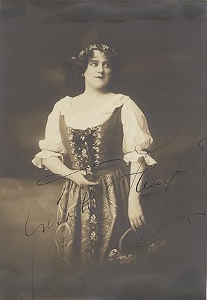 Photograph of the noted soprano in Lortzing's comic opera Der Wildschütz with autograph signature