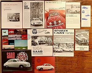 12 BROCHURES AND MAGAZINE REPRINTS ABOUT SAAB AUTOMOBILES FROM THE 1960s