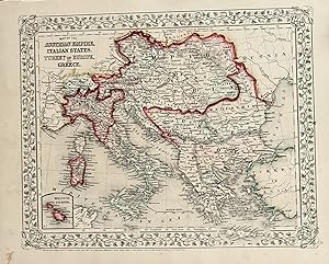 Map of Austrian Empire, Italian States, turkey in Europe and Greece