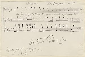 Autograph musical quotation in the hand of the Italian baritone from Donizetti's Don Pasquale, si...