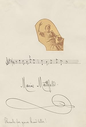 Autograph musical quotation in the hand of the German soprano with autograph signature